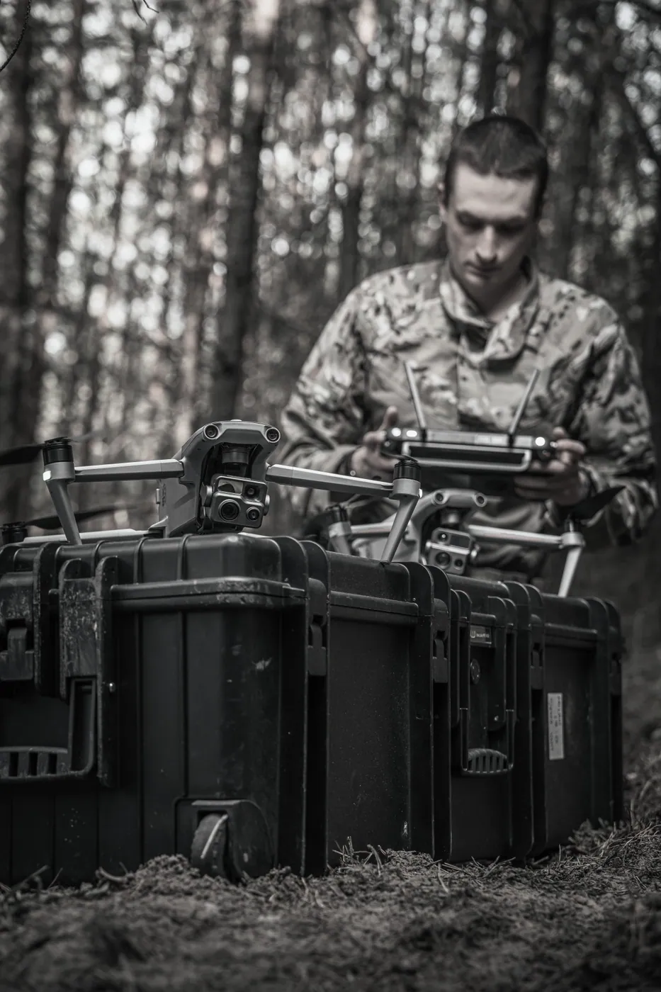 Soldiers during drone operator instruction